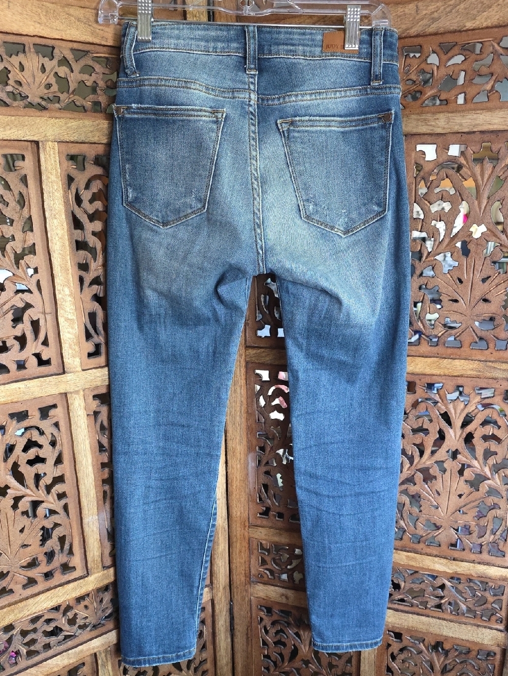 Judy Blue Medium Blue Distressed Slim Jeans - Picture 5 of 5